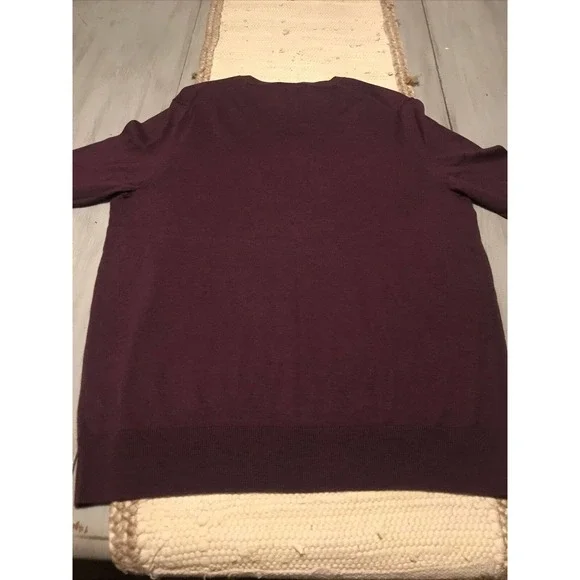 Banana Republic Luxury Burgundy Vneck Silk Cashmere Blend Pullover Sweater Sz L - Picture 7 of 8